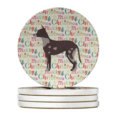 

Peruvian Hairless Dog Merry Christmas Large Sandstone Coasters Pack of 4 4 in x 4 in