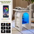 thumbnail image 7 of Small End Tables Living Room Set of 2 for Small Spaces,19" Marble Top Nightstand with RGB Strip, Side Table with Storage Shelf(White), 7 of 7