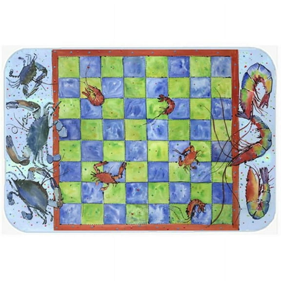 15 X 12 In. Crab and Shrimp Checkerboard Glass Cutting Board Large Size