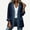 Dark Blue, variant on Women's Jacket Denim Patchwork Knit Blazer Notched Lapel Contrast Long Sleeve One Button Loose Casual Fashion Dark Blue Size 2XL
