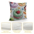 thumbnail image 4 of Qinduosi Sweets Throw Pillow Cushion Cover, Delicious Tasty Watercolor Design Print, Decorative Square Accent Pillow Case, ", Green Pink White, 4 of 5