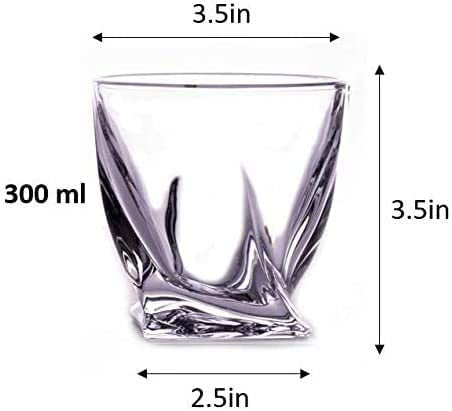 Elegant Whiskey Glasses for Scotch YoungLA Premium Twisted Glasses Set of 4 Old Fashioned Glass Set in Gift Box Single Malt Home Bar Glassware Tumbler Set Rocks Whisky Tumblers for Cocktails