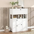 thumbnail image 2 of WYDK Bathroom Cabinet, Modern Bathroom Floor Storage Cabinet Organizer with 1 Door and 3 Drawers, Freestanding Cupboard for Kitchen/Living Room Use(White1/Three Drawers&One Door), 2 of 8
