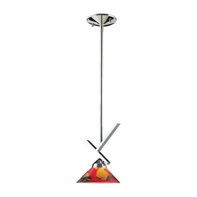 ElkGroup International 1474/1JAS 1 Light Pendant In Polished Chrome And Jasper Glass