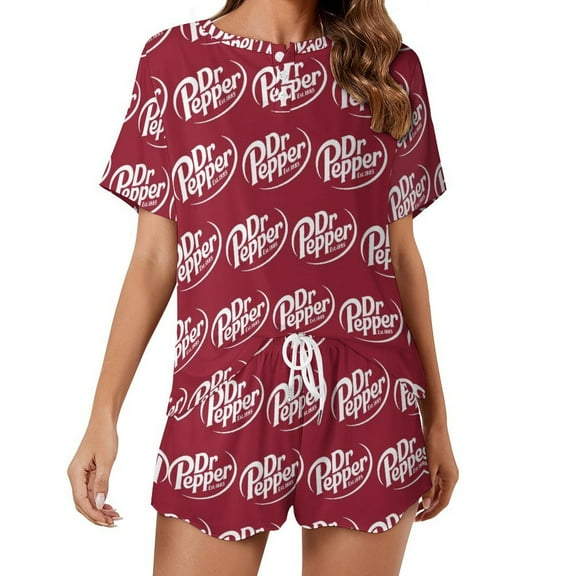 Women D Pepper Summer Pajamas Set Loungewear Sleepwear Short Sleeve Shirt With Shorts