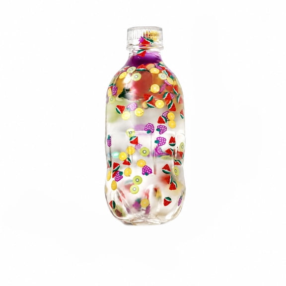 Fruit Soda Bottle Squishy Toy, Clear Drink Bottle Stress Ball Filled with Fruit Slices, Slow Rising Squeeze Fidget Toy, Stress Relief Sensory Toy for Kids Adults, Desk Decor Gift