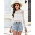 thumbnail image 4 of longantii Women Sheer Poncho Top Lightweight Beach Cover Up Summer Knit Mesh Shawl White S, 4 of 7