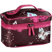 Modella: Brown With Pink Imitation Leather Handle and Trim Cosmetic Bag