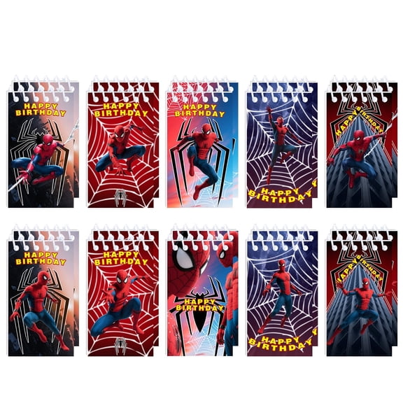 20 Pieces Spidey hero Mini Notepads Multicolor Style Pocket Notebook Coil Gift Set Anime Theme Suitable for Birthday Office Party Gifts, 10 Styles