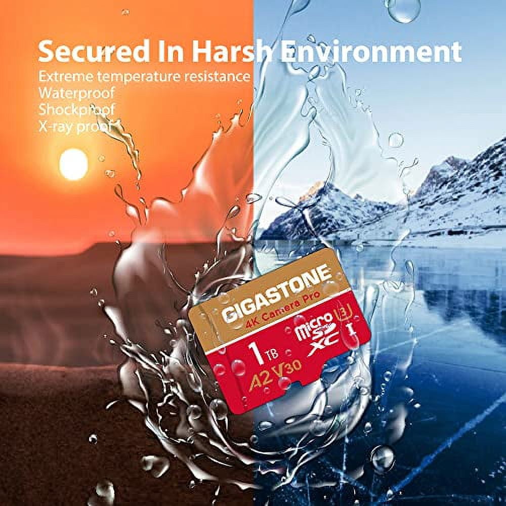 [5-Yrs Free Data Recovery] Gigastone 1TB Micro SD Card, 4K Video Recording for GoPro, Action Camera, DJI, Drone, Nintendo-Switch, R/W up to 100/90 MB/s MicroSDXC Memory Card UHS-I U3 A2 V30, w/adapter