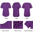 thumbnail image 5 of SWQZVT Summer T-Shirts for Women Short Sleeve Tops Fashion Loose High Low Casual Dressy Tops Tunic Blouse Solid Color Darkpurple Plus Size XXL, 5 of 5