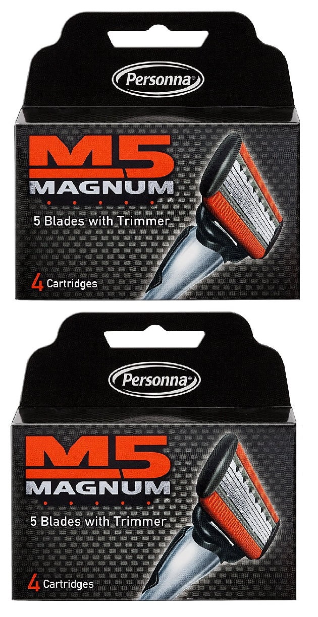 Personna M5 Magnum 5 Refill Razor Blade Cartridges, 4 ct. (Pack of 1) + Schick Slim Twin ST for Dry Skin