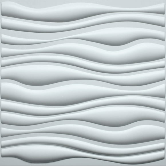 Dundee Deco 3D Wall Panels - Contemporary Wave Paintable White PVC Wall Paneling for Interior Wall Decor, Pack of 10, Covers 26.9 sq. ft
