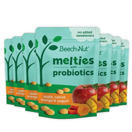 Beech-Nut Probiotic Melties Apple Carrot Mango Yogurt Melts Toddler Snack, 1oz (7 Pack)