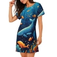 thumbnail image 2 of Honeii Whimsical Underwater Fantasy Print Women's Loose Short Sleeve Nightgown, Soft Cotton Sleepwear, Comfy Loose Fit Pajama Dress for Sleep and Lounge, 2 of 6