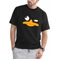 thumbnail image 1 of Camiseta gráfica de verano para hombre: camiseta de manga corta con cuello redondo de algodón negro con estampado de cara de pato, lavable a máquina, tejido de 180-1,0 g/m². Camiseta para adultos, hom, 1 of 6