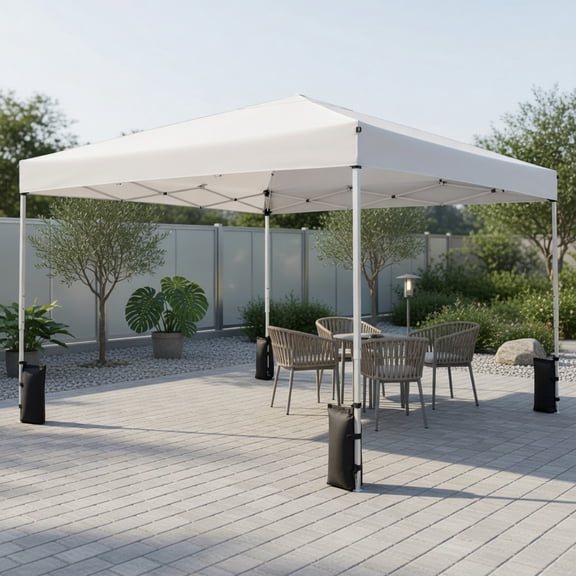 Kadyn 10 ft x 10 ft Pop-Up Canopy Tent – Quick-Setup Portable Shade Tent with Carrying Bag, 4 Sandbags, Wind Ropes & Ground Stakes – White/Gray/Pink – UPF50  Sun Protection & Flame Resistant