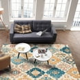 thumbnail image 3 of Area Rugs Indoor Non-Slip Rectangle Rug 2x3 Ft Bohemian Texture Retro Yellow Blue Morocco Pattern Rug Rubber Backing Floor Mats Non Shedding Home Decor Carpet for Entryway Living Room, 3 of 8