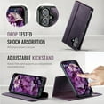 thumbnail image 6 of ELEHOLD Magnetic Detachable Wallet Case for iPhone 16, Shockproof Faux Leather Stand RFID Card Slots Detachable Mag-Safe Magnetic Case Cover,Removable Back Shell,Purple, 6 of 12
