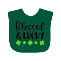 Inktastic Blessed and Lucky 4 Leaf Clovers St. Patrick's Day Boys or Girls Baby Bib