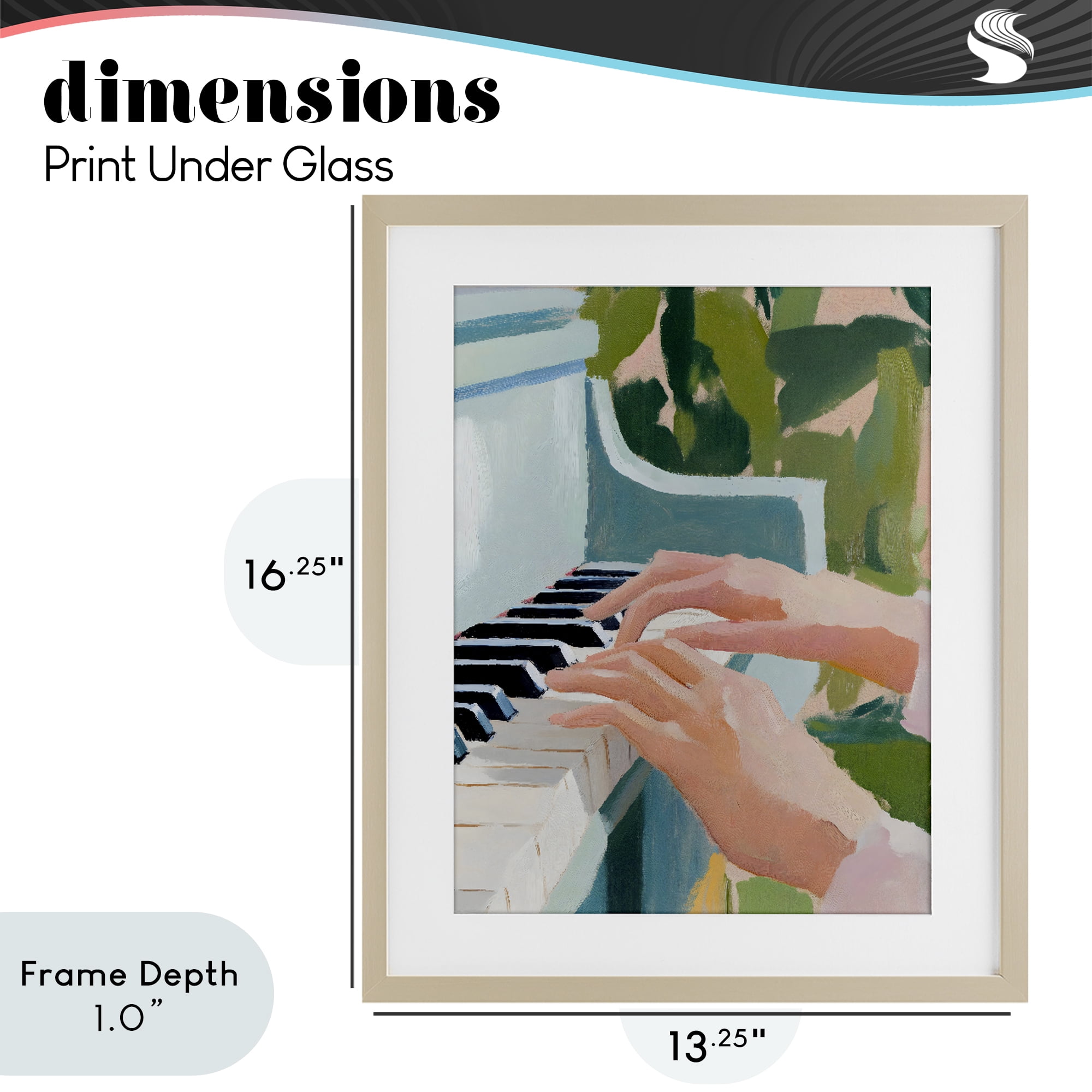 Stupell Industries Piano Hands in Sunlit Space Birch Framed Print Under Glass, design by The Prints Vibe