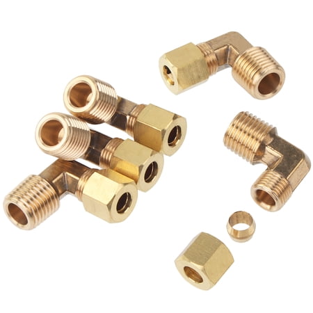 LTWFITTING 1/4 OD x 1/4 Male NPT 90 Degree Compression Elbow Brass Compression Fitting(Pack of 5)
