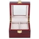 thumbnail image 3 of Caja expositora de relojes de madera con 2 rejillas, caja de almacenamiento para relojes con ventana transparente (rojo), 3 of 10