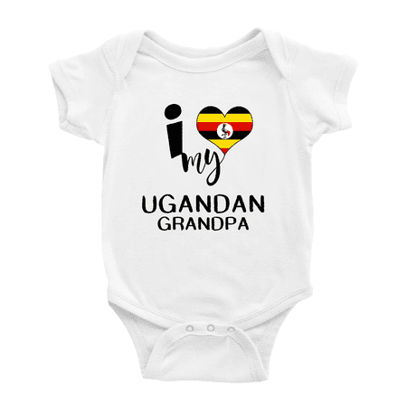 

I Heart My Ugandan Grandpa Love Uganda Flag Infant Baby Bodysuit (White 0-3 Months)