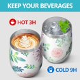 thumbnail image 4 of Floral 12oz Stainless Steel Insulated Wine Tumbler with Lid and Straw – Double Wall Vacuum Mug for Hot & Cold Drinks, 304 Steel Interior, Sweat-Free Design,Thanksgiving,Christmas, Spring,Flower, 4 of 5