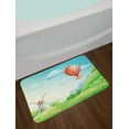 thumbnail image 2 of Grass Bath Mat, Summer Season with Mill and Hot Air Balloon Style Cartoon Design Illustration, Plush Bathroom Decor Mat with Non Slip Backing, 29.5" X 17.5", Multicolor, by Ambesonne, 2 of 2