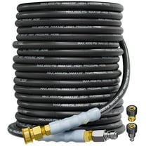 100FT 3/8" 4800PSI Pressure Washer Hose with Swivel Quick Connect for Cold/Hot Water Max 248°F, Kink Resistant Steel Wire Braided, Wear Resistant Black Power Washer Hose with M22 14mm Adapter