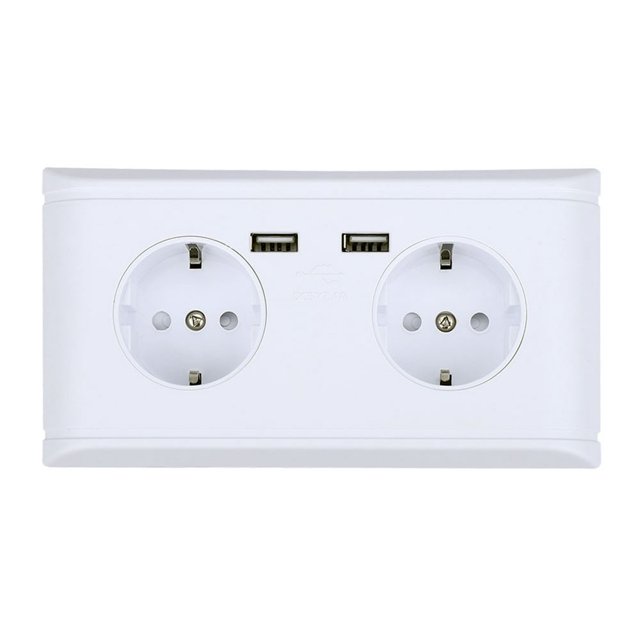 LOVEVER Prise Murale Multifonctionnelle EU avec Double Port USB pour Charge de Téléphone 250V