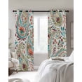 thumbnail image 3 of Boho Flower Blackout Curtains, Light Blocking Print Window Curtains, Spring Watercolor Botanical Paisley Floral Leaf Thermal Insulated Window Drapes for Living Room 2 Panels, 104"W x 63"L, 3 of 9