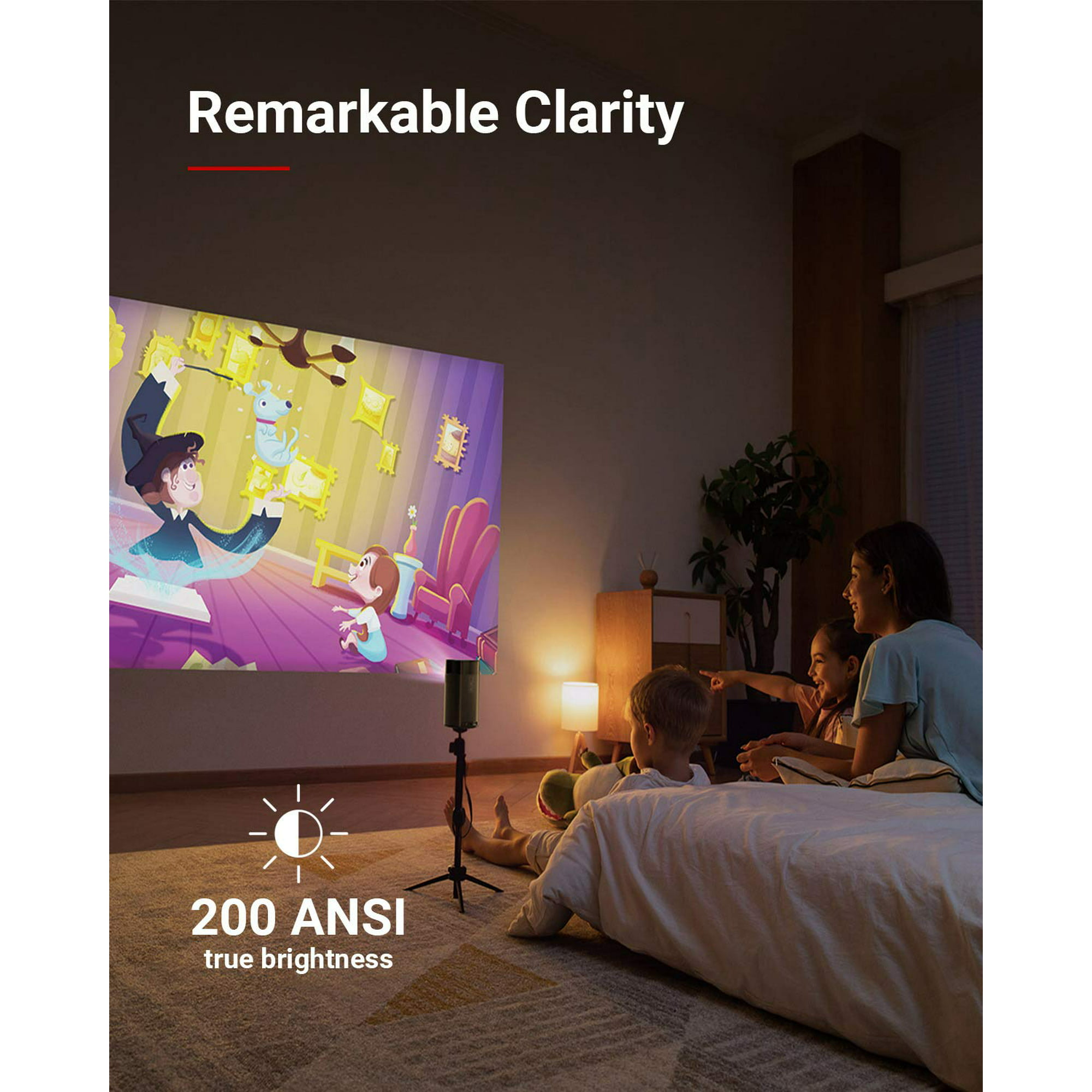 Anker Nebula Apollo, Wi-Fi Mini Projector, 200 ANSI Lumen Portable Projector, 6W Speaker, Movie Projector, 100 Inch Picture, 4-Hour Video Playtime, Outdoor Projector—Watch Anywhere
