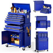 ZBOM 24.2 inch 10-Drawer Rolling Tool Chest, Sliding Metal Drawer Rolling Tool Storage Cabinet, Removable Toolbox Organizer for Workshop, Garage