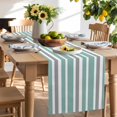 thumbnail image 3 of Burlap Table Runner 90 Inches Long, Teal Grey White Stripes Non-Slip Kitchen Table Runners for Dining Room Everyday Use Party Table Decorations Minimalist Striped, 3 of 9