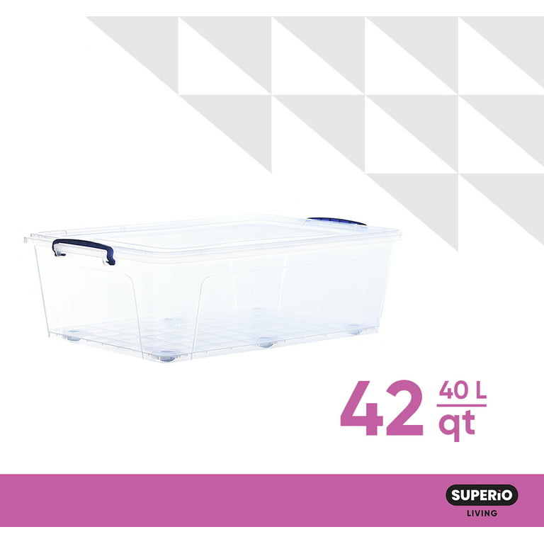 Superio Clear Storage Boxes with Wheels (2 Pack), 85 Qt Heavy Duty  Containers with Lids, Stackable Rolling Bins for Home, Garage, Closet  Organization