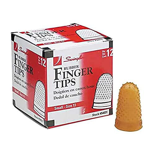 54031 Amber New Rubber Finger Tips Size 11 Finger Protector for Use with Swingline Staples & Swingline Staplers Finger Cots Home Office Desktop Accessories 12 Pack Small 