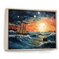 thumbnail image 2 of Designart "Blue Orange Ocean Oceanic Odyssey Patchwork" Nautical & Beach Floater Framed Wall Art Print, 2 of 7