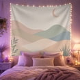 thumbnail image 2 of Blush Crescent Moon Over Rolling Hills with Stars, Calming Minimalist for Nature Decor Lovers, Abstract Landscape Art, Housewarming Gift, Tapestry Wall Hanging for Bedroom and Living Room, 2 of 7