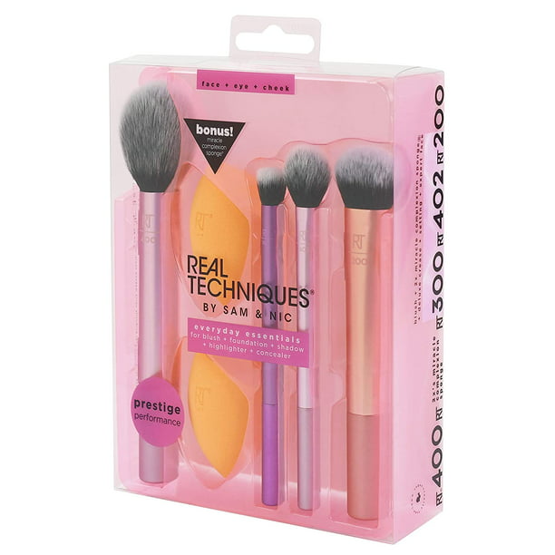 burgemeester visueel Componist Real Techniques Makeup Brush Set with 2 Sponge Blenders for Eyeshadow,  Foundation, Blush, and Concealer, Set of 6 - Walmart.com