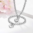 thumbnail image 5 of QPENWEI Collar de cadena de corazón + pulsera de corazón para mujeres y niñas, colgante de corazones, conjunto de joyería con dije de palanca, acero inoxidable, plata, 5 of 5