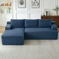 thumbnail image 4 of SEENYOO 96.1" Boneless Couch, Black Couches for Living Room, L-Shaped Cloud Modular Sectional, Deep Seat & Sleeper, No Assembly Required, Blue, 4 of 13