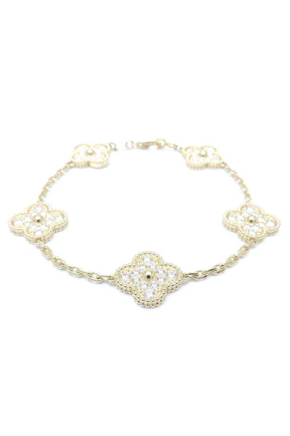 Pre-Owned Van Cleef & Arpels Vintage Alhambra Bracelet with 5 Diamond Motifs in 18K... (Good)