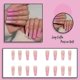 thumbnail image 2 of Uñas postizas largas acrílicas con punta francesa rosa, estilo ataúd, con diseños para mujer., 2 of 5
