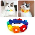 thumbnail image 2 of CAROOTU Soft Plush Dog Cat Collar Rainbow Flowers Decor Hook & Loop Pet Neck Strap Adjustable Length for Small Medium Breeds New, 2 of 7