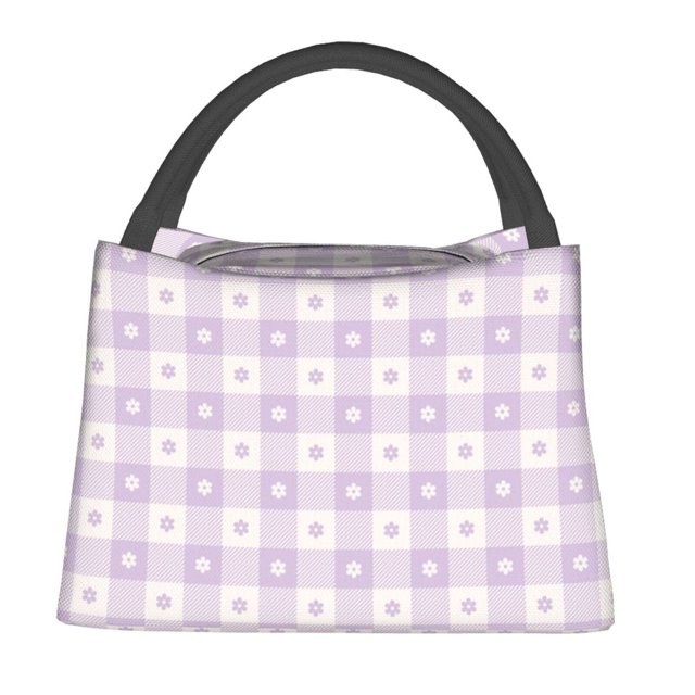 Disketp Floral Purple Buffalo Plaid Bolsa Térmica Estampada, Bolsa Térmica Aislante para Almuerzo, Playa y Campamento