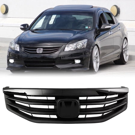 For 2011 2012 Honda Accord Front Bumper Upper Gloss Black Mesh Grill Grille