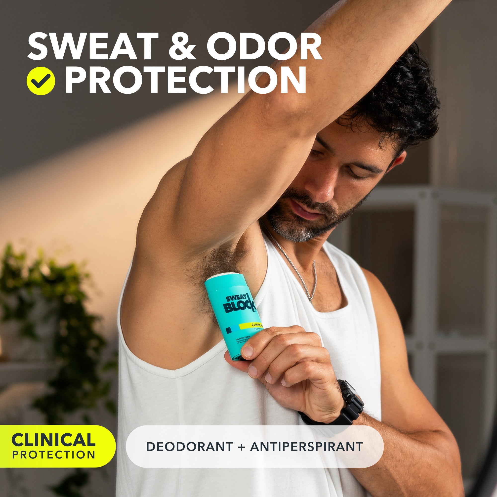 SweatBlock CLINICAL Deodorant Antiperspirant for Women & Men - 48-Hour High Degree Sweat & Odor Protection, Coastal Fresh Scent (2 Pack)