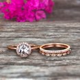 thumbnail image 5 of 1.75 Carat Round Cut Aquamarine Wedding Ring Set Diamond Matching Band 10k Rose Gold Anniversary Gift Art Deco Trio Set, 5 of 5